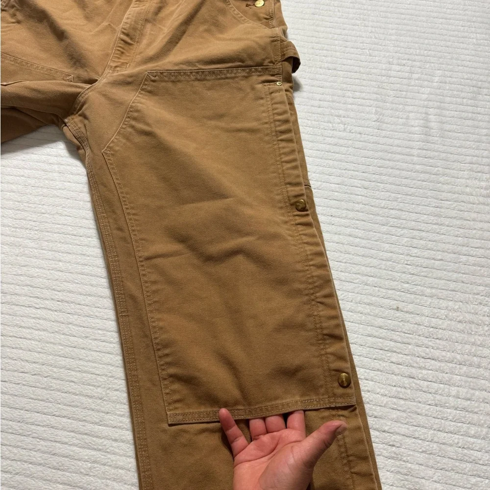Carhartt Men's Brown Cargo Overalls Double Knee Outdoors - Picture 3 of 8